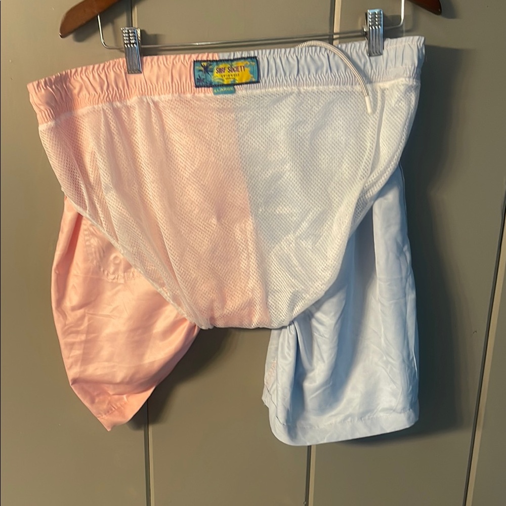 NWT Surf Society Swim  Short Trunks Pink Blue Preppy Coastal Beach Vacay Resort - Picture 6 of 7